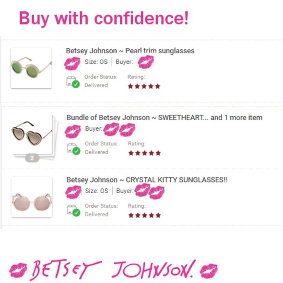 Betsey Johnson ~ Rosey Hearts Sunglasses - Picture 6 of 6
